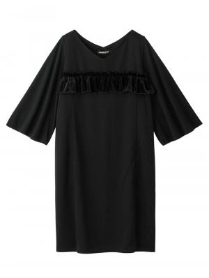 ベロアフリルポンチフレアスリーブワンピース　マタニティ・授乳服22227