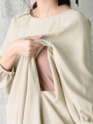 マタニティ ワンピース|ジョーゼットギャザースリーブワンピース　マタニティ・授乳服