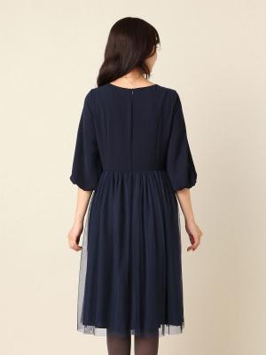 マタニティ ワンピース|チュールシアースカートワンピース　マタニティ・授乳服【出産後も長く使える】