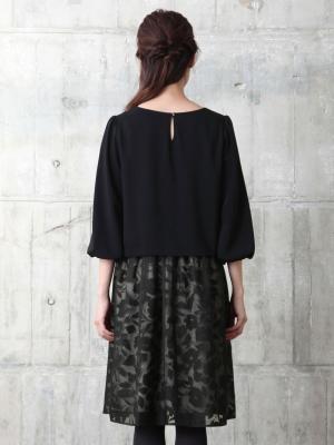 マタニティ ワンピース|（半袖・長袖 2タイプあり）カットボイルスカートドッキングワンピース　マタニティ・授乳服【出産後も長く使える】