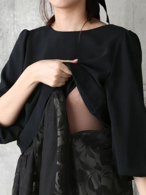 マタニティ ワンピース|（半袖・長袖 2タイプあり）カットボイルスカートドッキングワンピース　マタニティ・授乳服【出産後も長く使える】