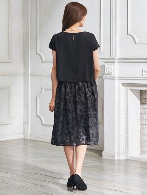 マタニティ ワンピース|（半袖・長袖 2タイプあり）カットボイルスカートドッキングワンピース　マタニティ・授乳服【出産後も長く使える】