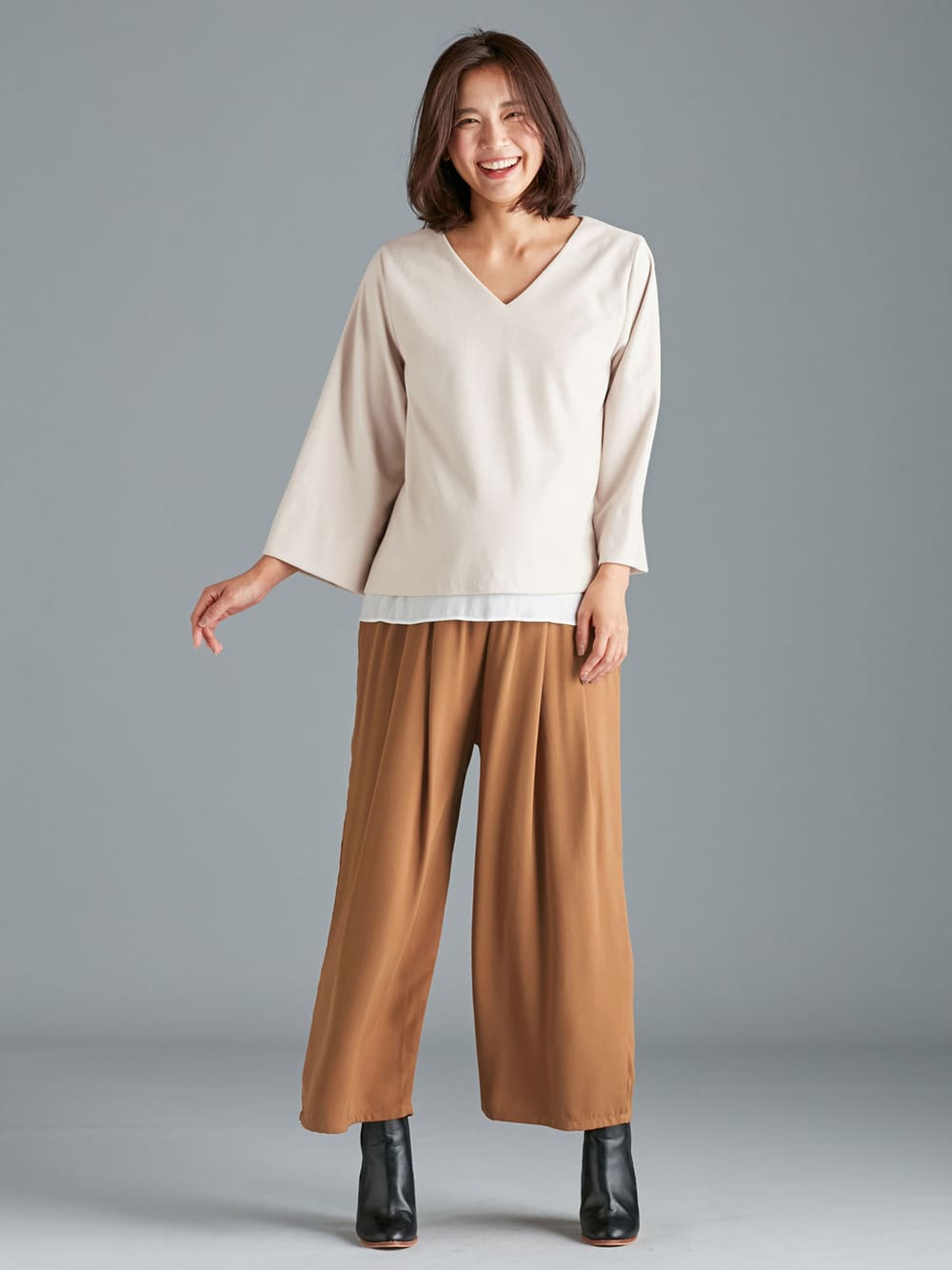 マタニティ パンツ|【産前産後対応】ツイルタックパンツ【出産後も長く使える】