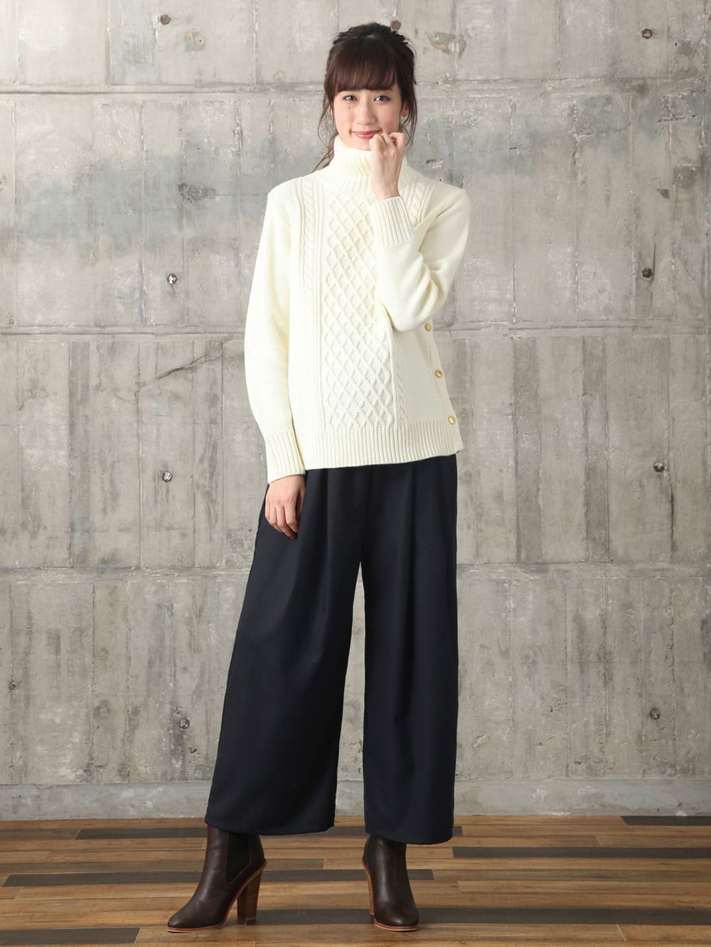 アウトレット|【産前産後対応】微起毛ツイルタックパンツ【出産後も長く使える】