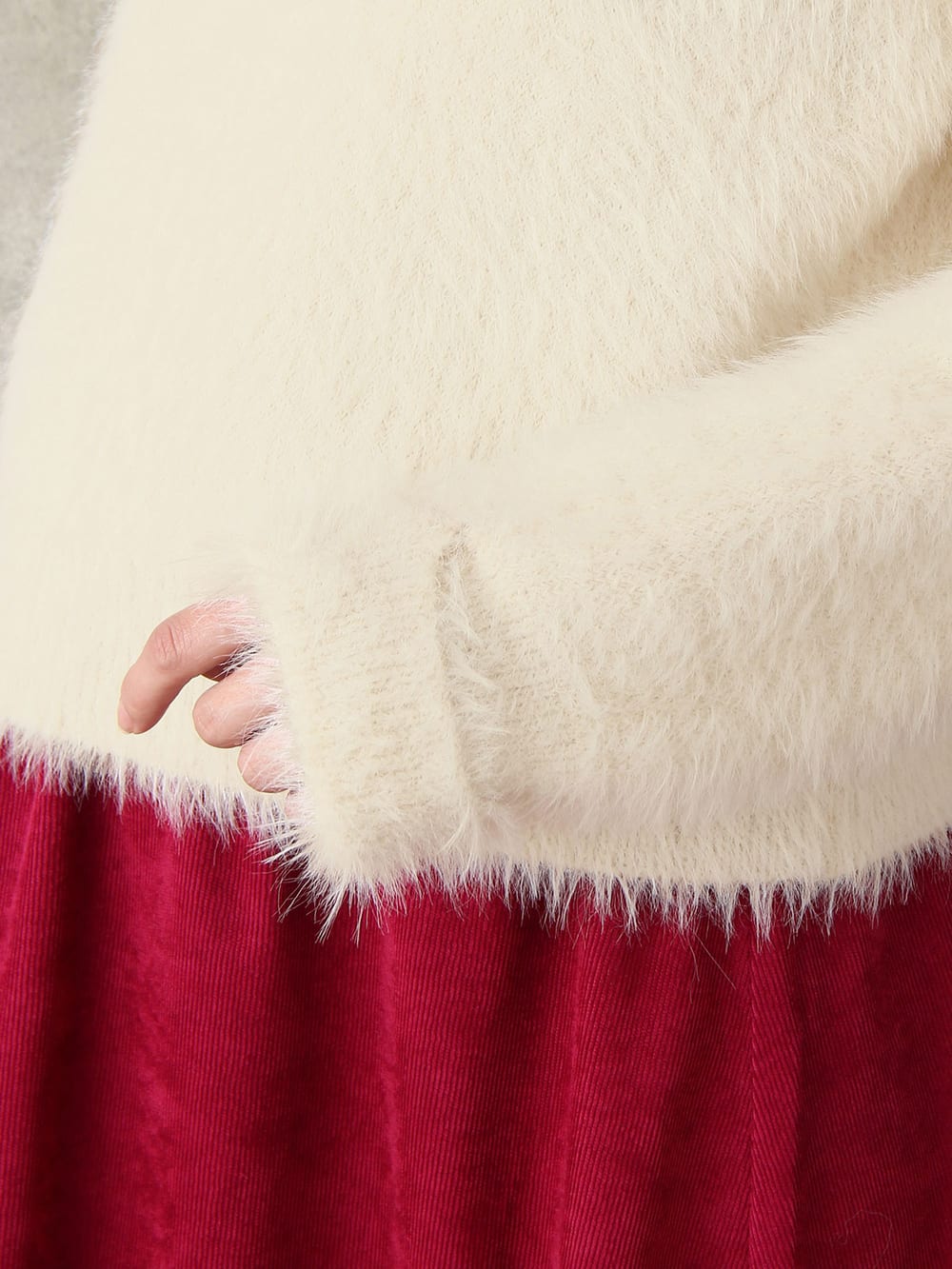 マタニティ トップス|やわらかシャギーヤーンロゴジャガードニット