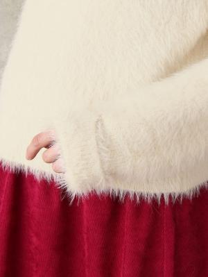 マタニティ トップス|やわらかシャギーヤーンロゴジャガードニット