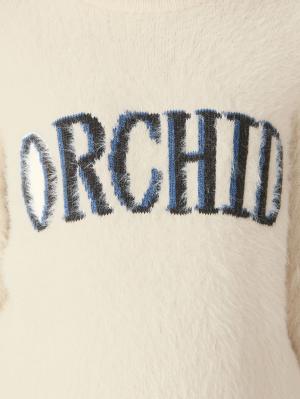 マタニティ トップス|やわらかシャギーヤーンロゴジャガードニット