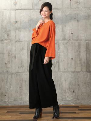 マタニティ トップス|スラッシュネック ワイドスリーブトップス　マタニティ・授乳服【出産後も長く使える】|テラコッタ