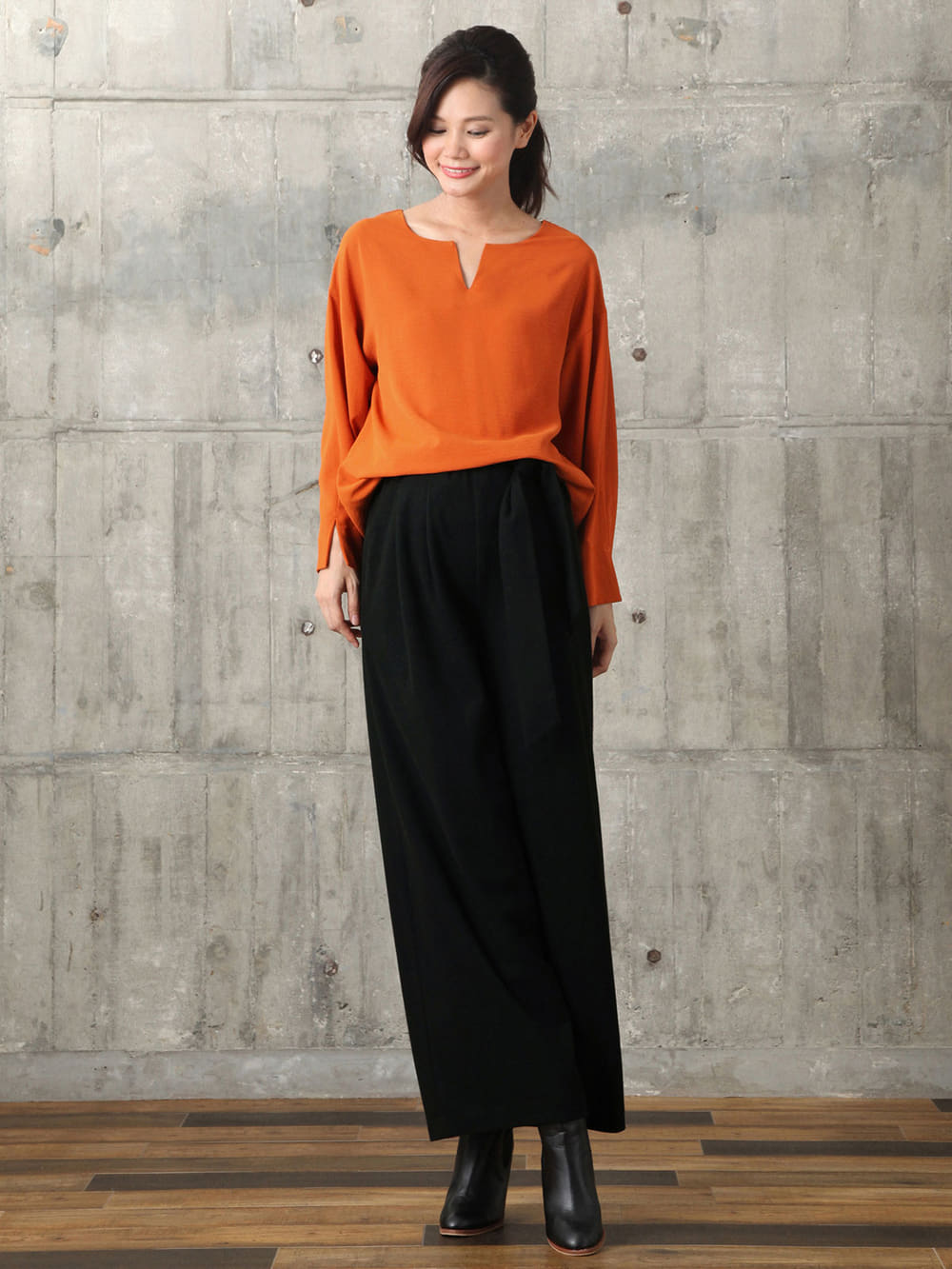 マタニティ トップス|スラッシュネック ワイドスリーブトップス　マタニティ・授乳服【出産後も長く使える】|テラコッタ