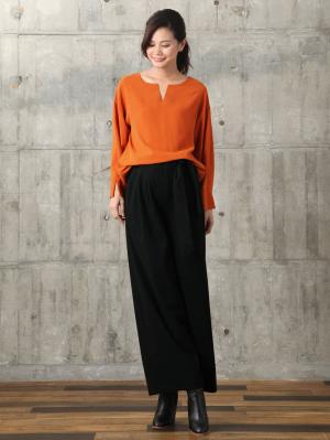 マタニティ トップス|スラッシュネック ワイドスリーブトップス　マタニティ・授乳服【出産後も長く使える】|テラコッタ