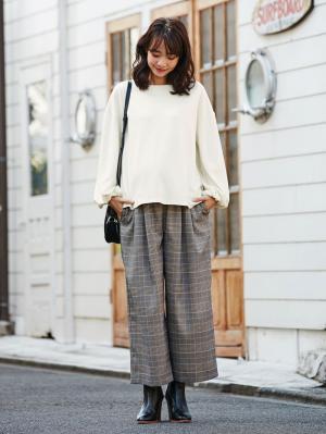 マタニティ トップス|バルーンスリーブ起毛トップス　マタニティ・授乳服【出産後も長く使える】