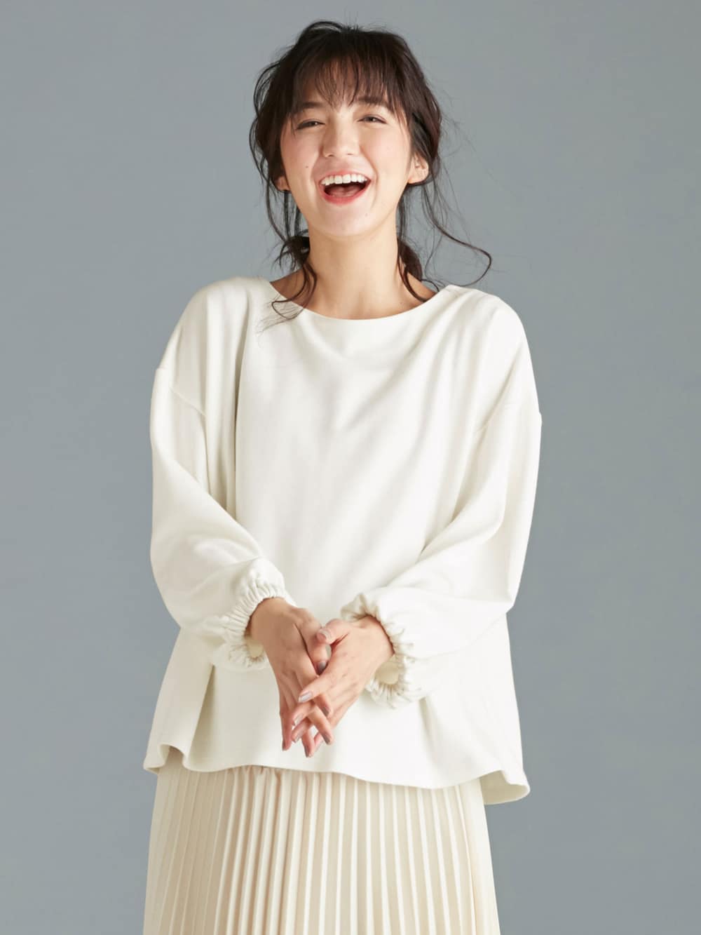 マタニティ トップス|バルーンスリーブ起毛トップス　マタニティ・授乳服【出産後も長く使える】