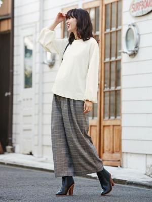 マタニティ トップス|バルーンスリーブ起毛トップス　マタニティ・授乳服【出産後も長く使える】