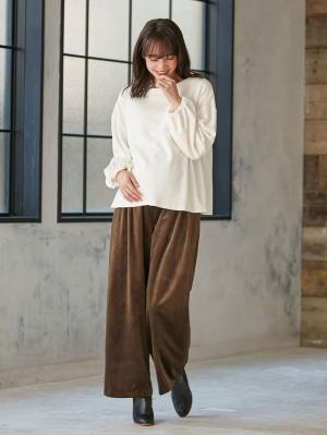 マタニティ トップス|バルーンスリーブ起毛トップス　マタニティ・授乳服【出産後も長く使える】