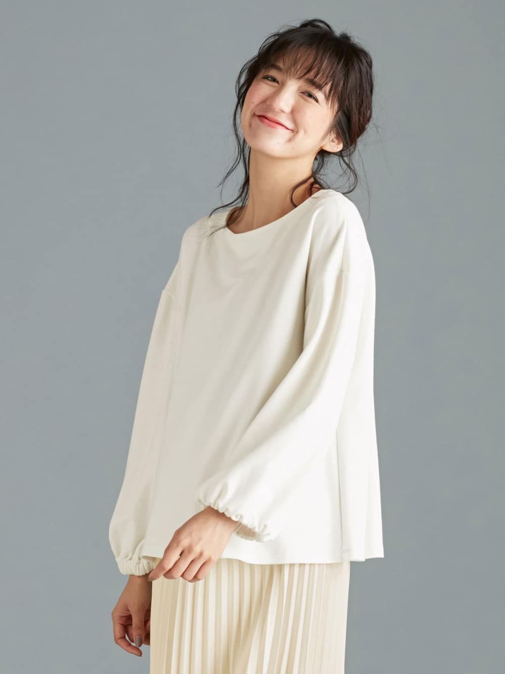 マタニティ トップス|バルーンスリーブ起毛トップス　マタニティ・授乳服【出産後も長く使える】