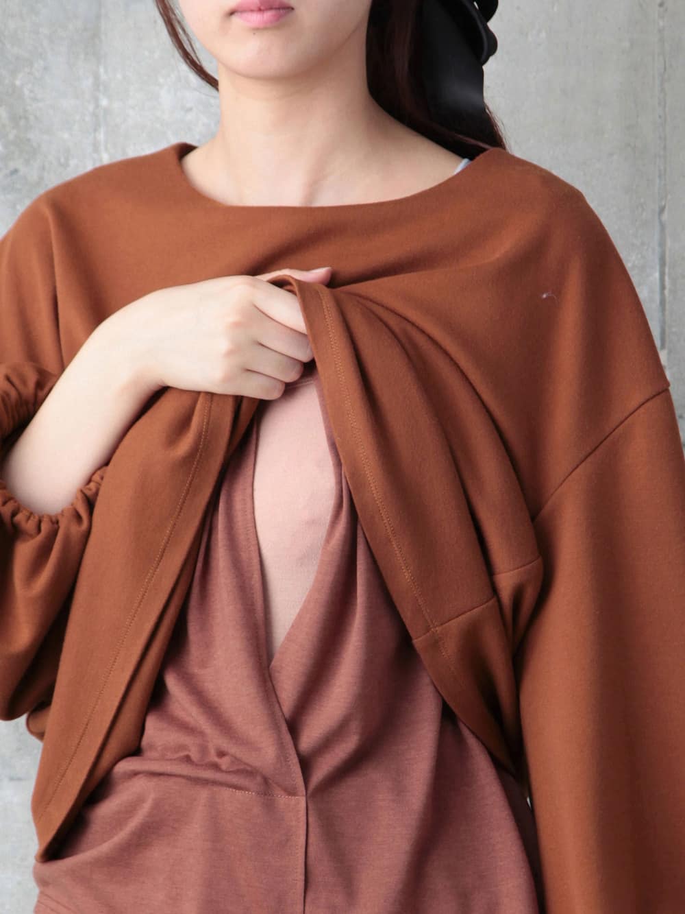 マタニティ トップス|バルーンスリーブ起毛トップス　マタニティ・授乳服【出産後も長く使える】