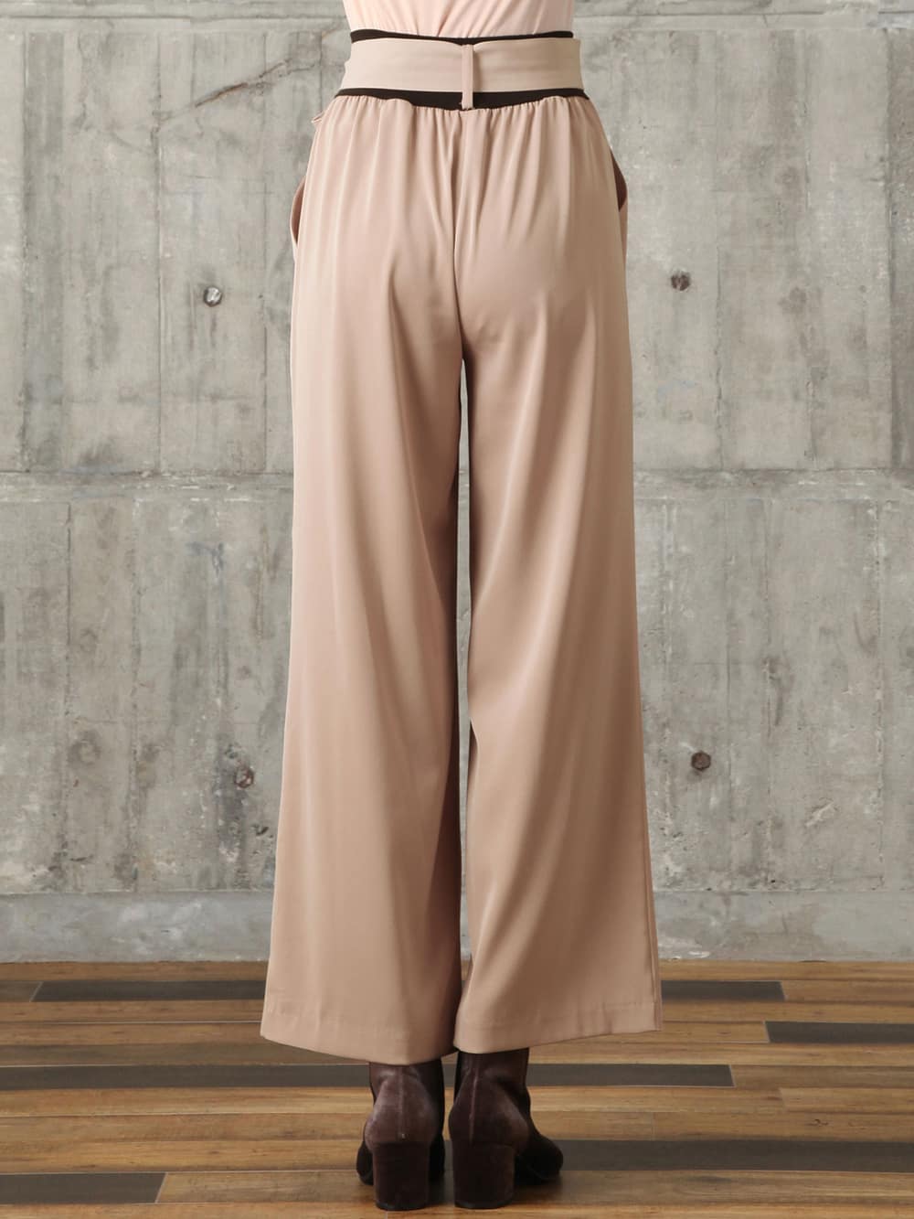 マタニティ パンツ|【産前産後対応】リボンベルト付ジョーゼットパンツ