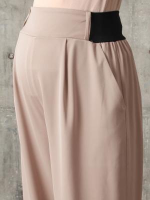 マタニティ パンツ|【産前産後対応】リボンベルト付ジョーゼットパンツ