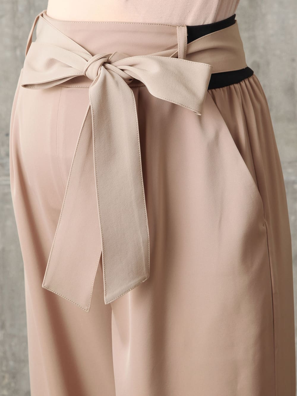 マタニティ パンツ|【産前産後対応】リボンベルト付ジョーゼットパンツ