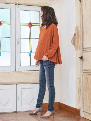 マタニティ トップス|フレアーフロントヘムプルオーバー　マタニティ・授乳服|オレンジ