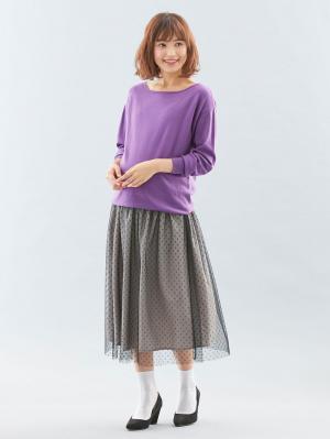 マタニティ トップス|【ウォッシャブル】ニットボートネック【出産後も長く使える】|パープル