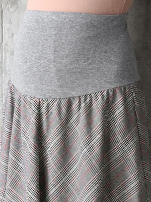 マタニティ スカート|【産前産後対応】グレンチェックフレアースカート【出産後も長く使える】