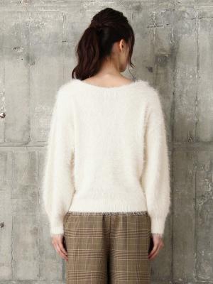 マタニティ トップス|やわらかフェザーヤーンボートネックニット