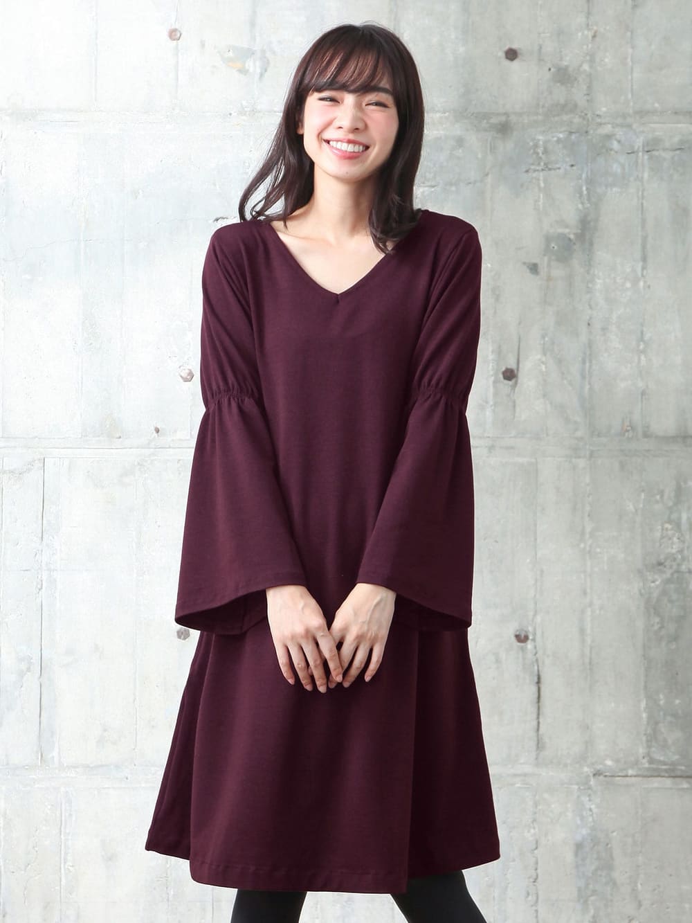 マタニティ ワンピース 授乳口付 セット ベルスリーブvネックニットソーワンピース ペチコート付 マタニティウェア 授乳服通販 エンジェリーベ 公式