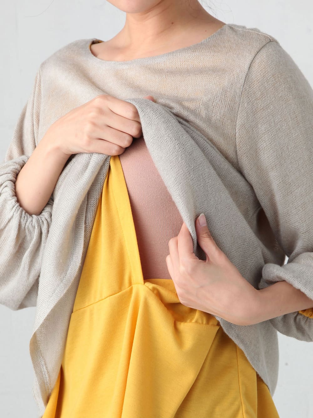 マタニティ トップス|レイヤードニットソートップス マタニティ・授乳服【出産後も長く使える】