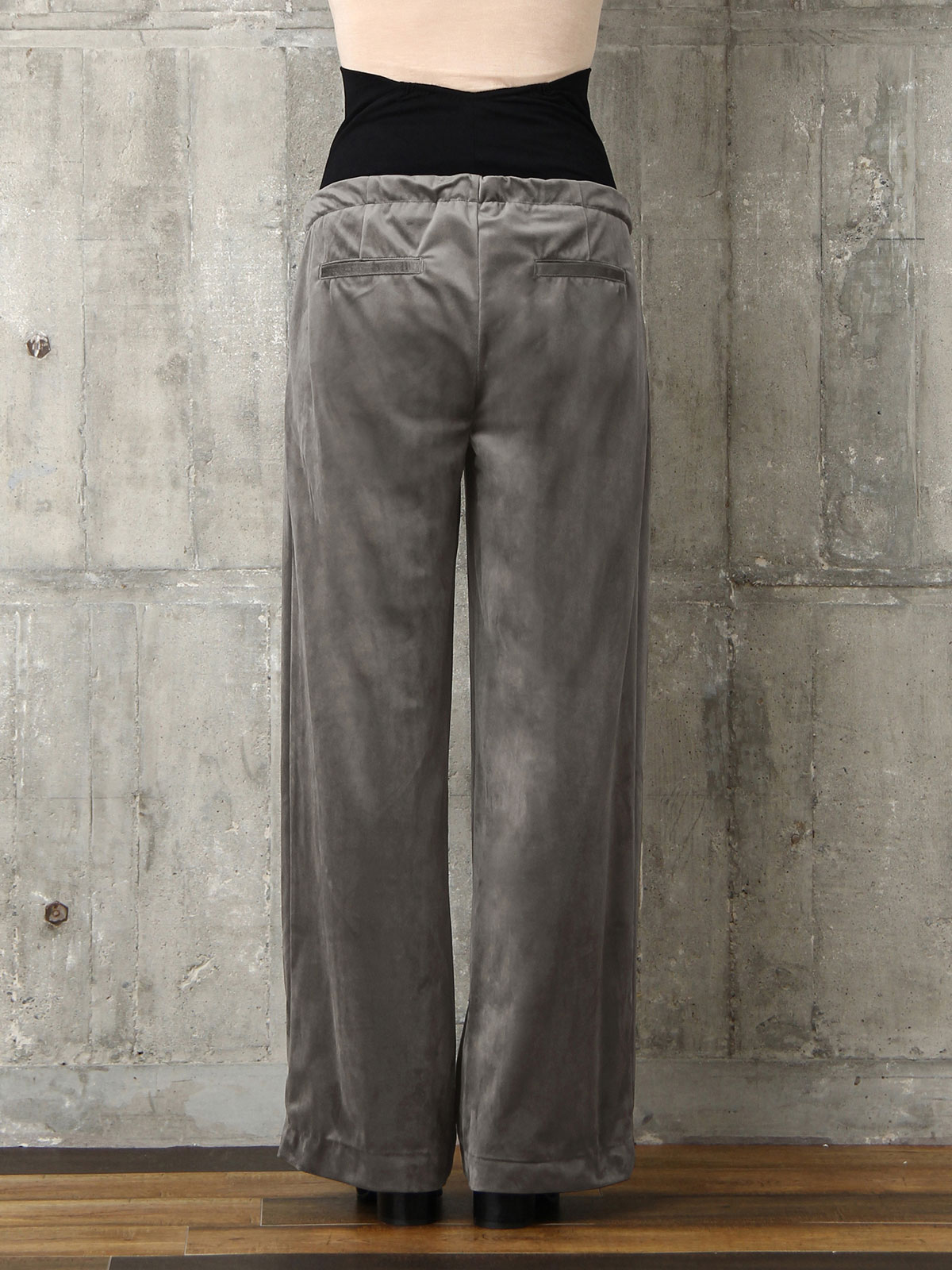 マタニティ パンツ|【産前産後対応】ベロアタックワイドパンツ