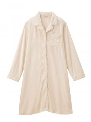 マタニティ パジャマ・ルームウェア|【授乳しやすい】【産後も使えるパンツ】ストレッチベロアロングシャツパジャマ