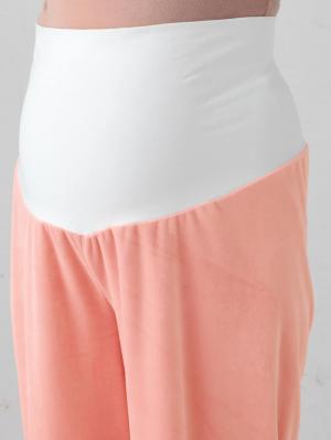 マタニティ パジャマ・ルームウェア|【授乳しやすい】【産後も使えるパンツ】ストレッチベロアロングシャツパジャマ