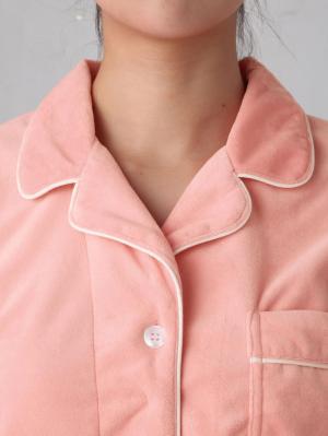 マタニティ パジャマ・ルームウェア|【授乳しやすい】【産後も使えるパンツ】ストレッチベロアロングシャツパジャマ