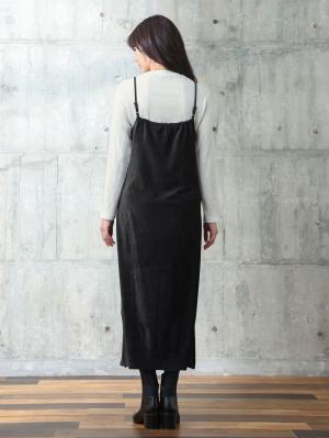 マタニティ ワンピース|【セット】ストレッチ細コールベロアキャミワンピース＆長袖リブトップスセット　マタニティ・授乳服