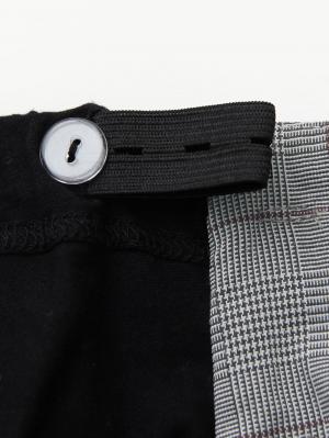 マタニティ パンツ|【産前産後対応】グレンチェック リボン付きワイドパンツ【出産後も長く使える】