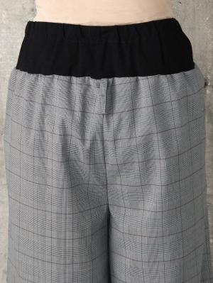 マタニティ パンツ|【産前産後対応】グレンチェック リボン付きワイドパンツ【出産後も長く使える】