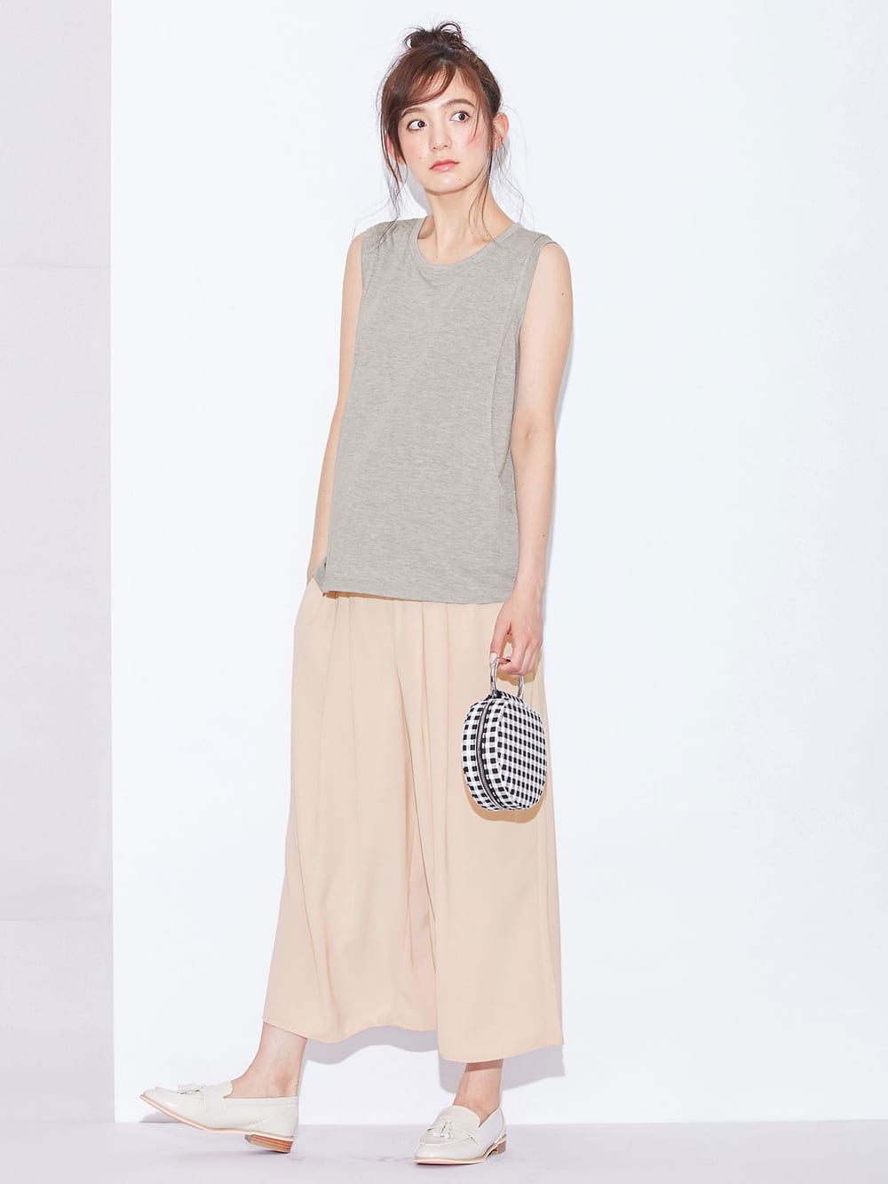 マタニティ トップス|ノースリーブトップス マタニティ・授乳服【出産後も長く使える】|杢グレー