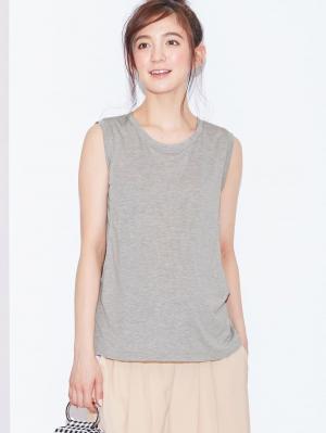 マタニティ トップス|ノースリーブトップス マタニティ・授乳服【出産後も長く使える】|杢グレー