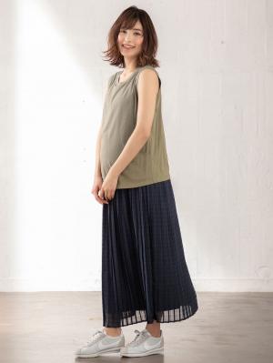 マタニティ トップス|ノースリーブトップス マタニティ・授乳服【出産後も長く使える】|カーキ
