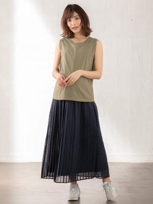 マタニティ トップス|ノースリーブトップス マタニティ・授乳服【出産後も長く使える】|カーキ
