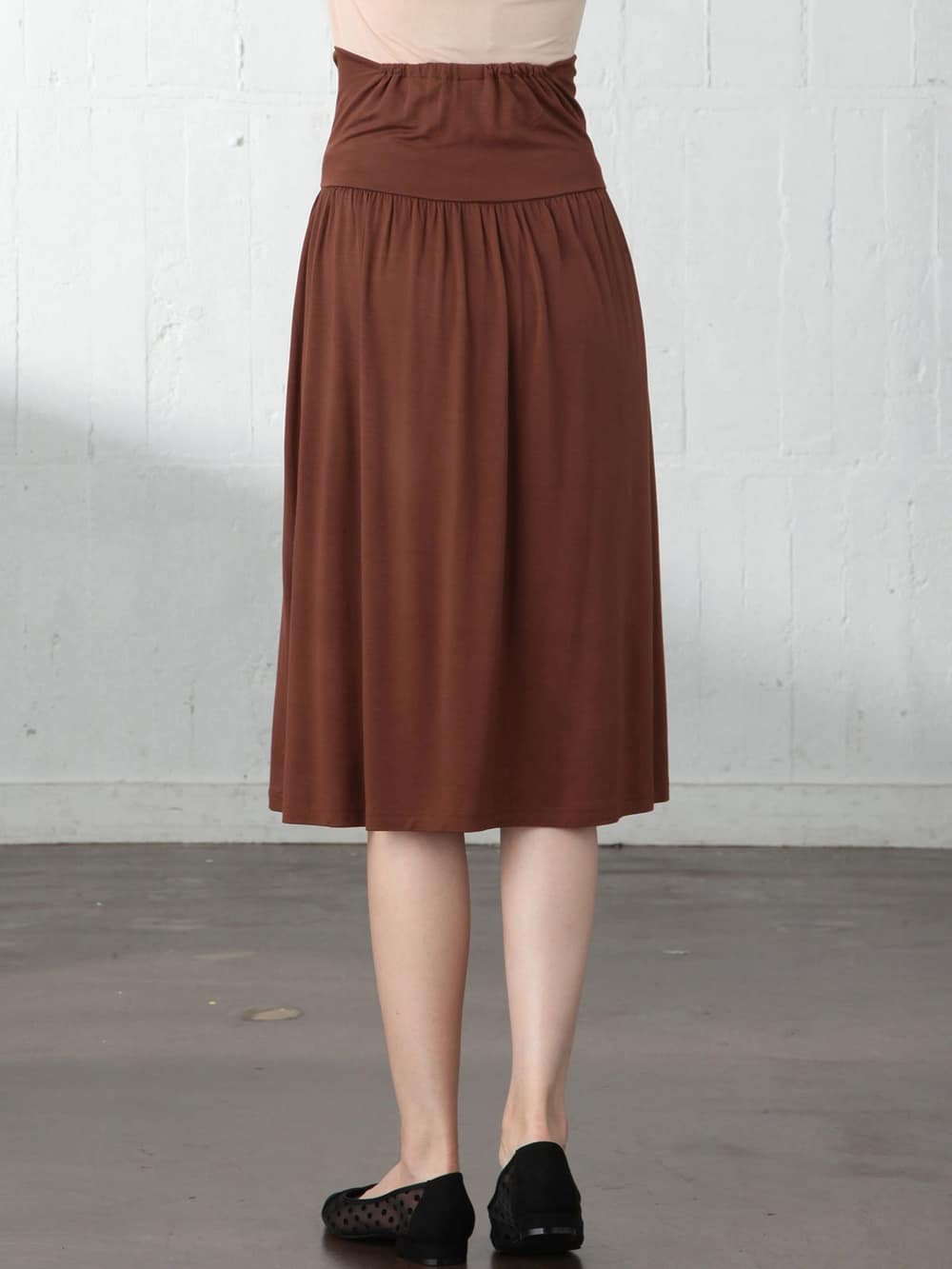 マタニティ スカート|【産前産後対応】極上とろみタッチミモレ丈フレアスカート【出産後も長く使える】