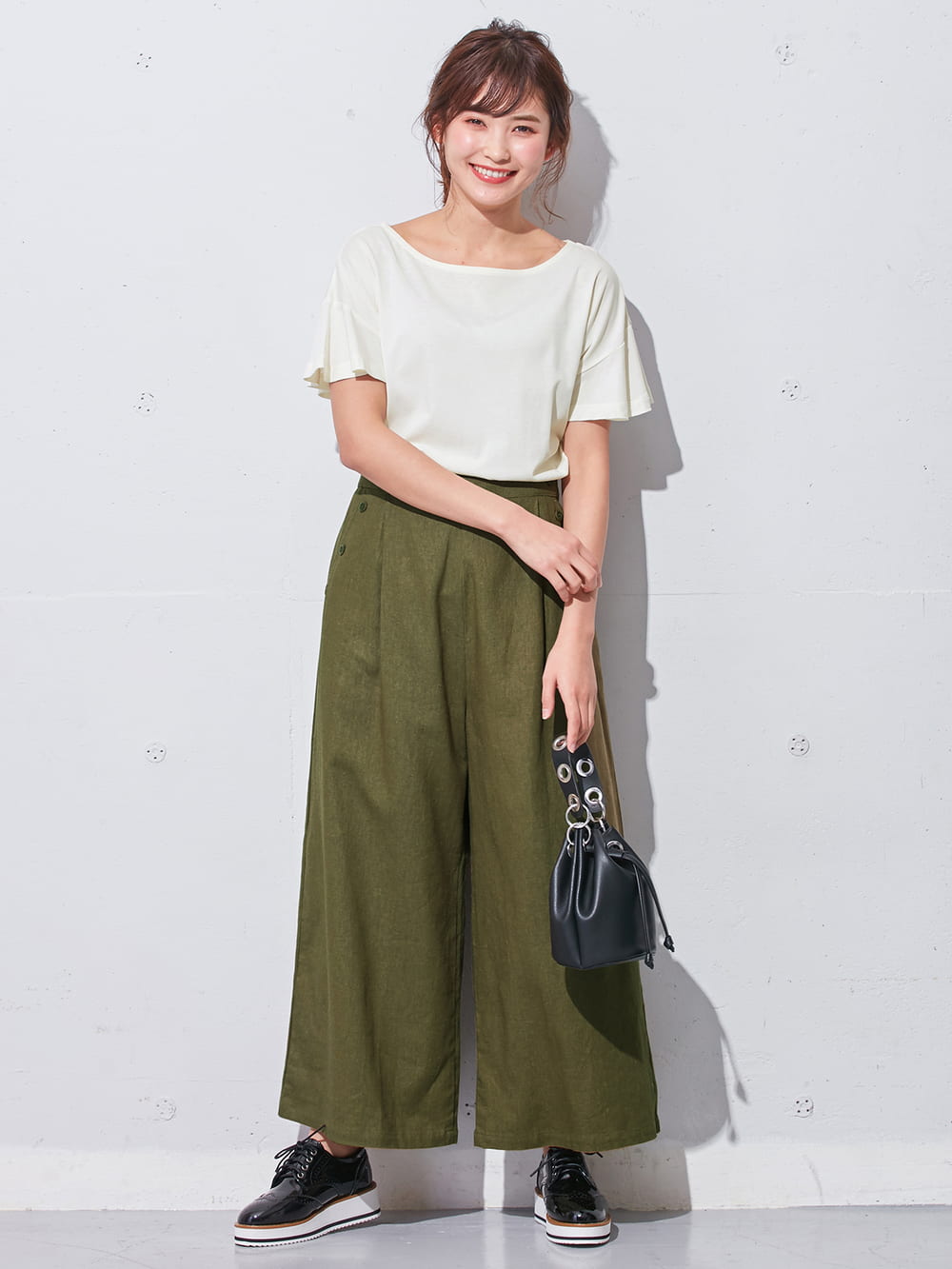 マタニティ トップス|【マタニティ・授乳服】シルケット加工フレアスリーブプルオーバー【出産後も長く使える】|ホワイト