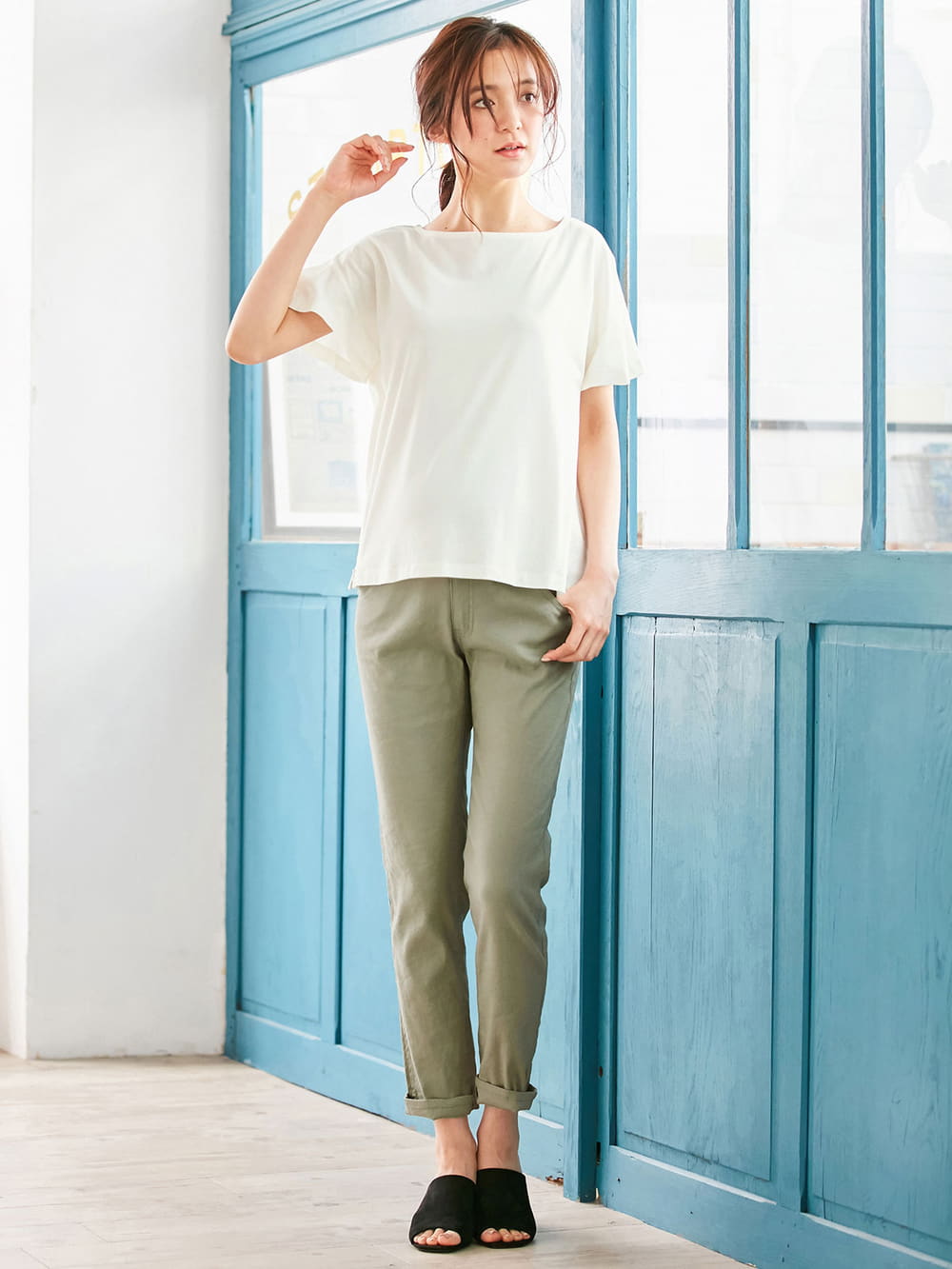 マタニティ トップス|【マタニティ・授乳服】シルケット加工フレアスリーブプルオーバー【出産後も長く使える】|ホワイト