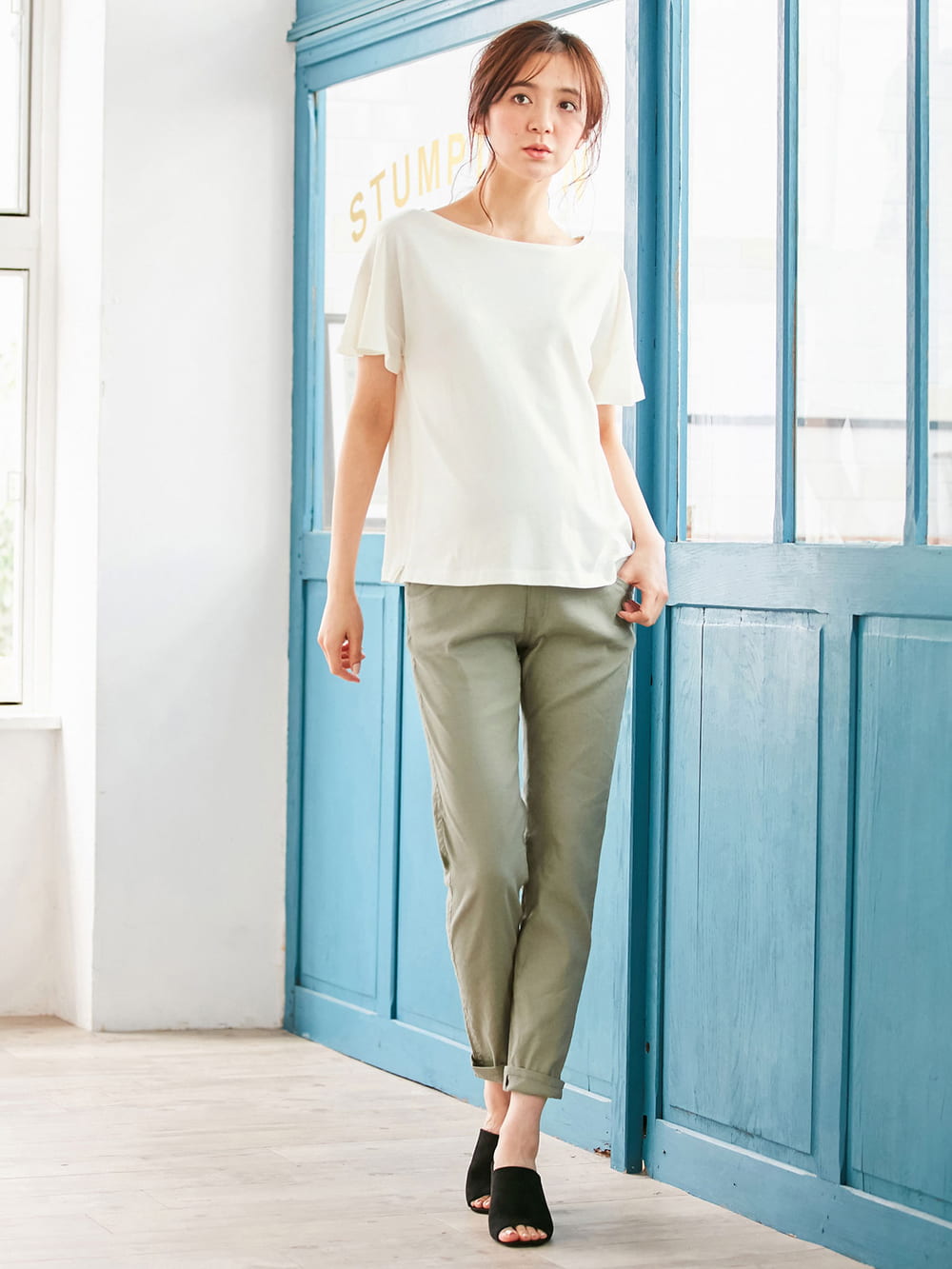 マタニティ トップス|【マタニティ・授乳服】シルケット加工フレアスリーブプルオーバー【出産後も長く使える】|ホワイト