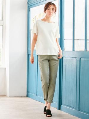 マタニティ トップス|【マタニティ・授乳服】シルケット加工フレアスリーブプルオーバー【出産後も長く使える】|ホワイト