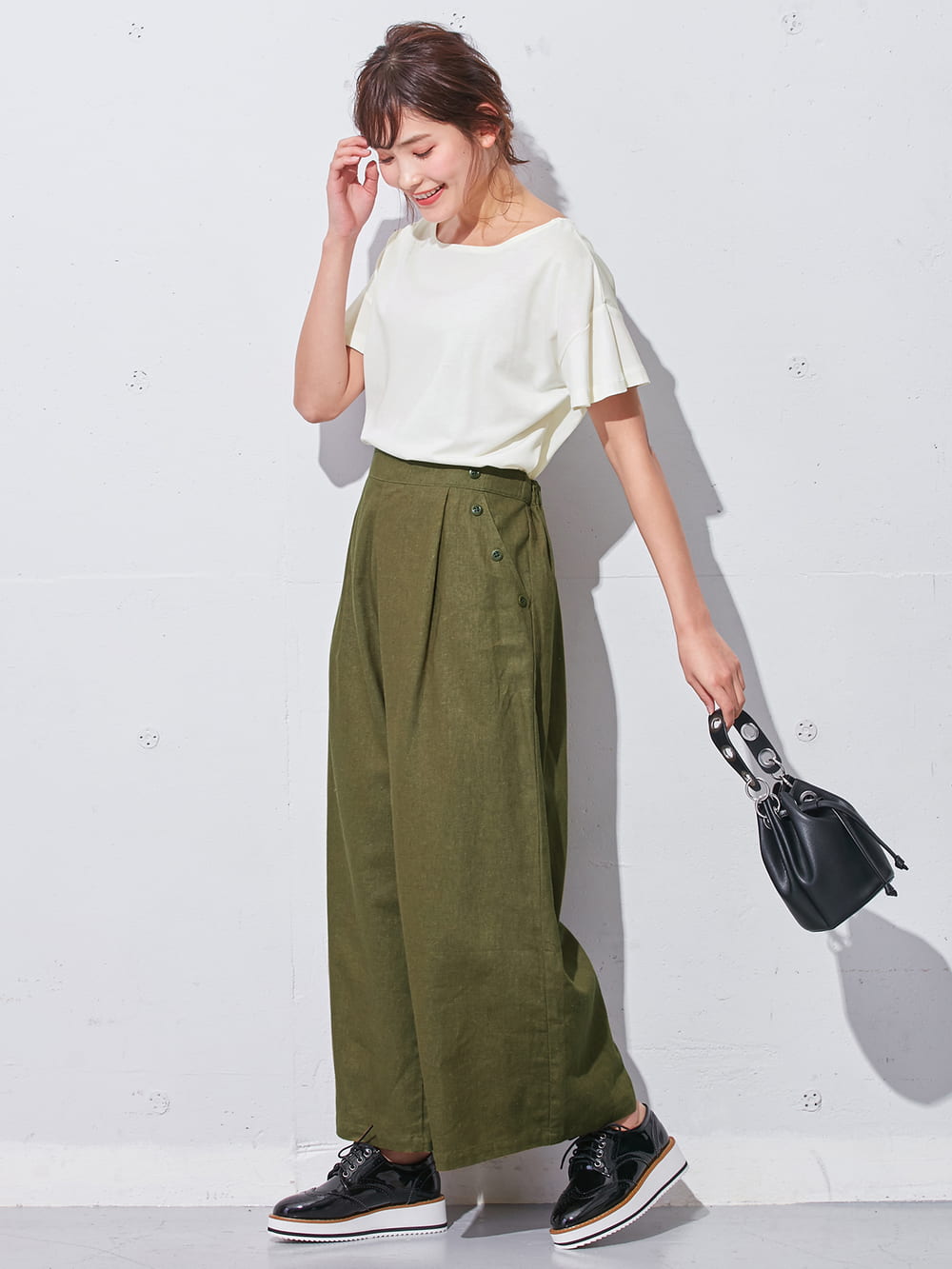 マタニティ トップス|【マタニティ・授乳服】シルケット加工フレアスリーブプルオーバー【出産後も長く使える】|ホワイト