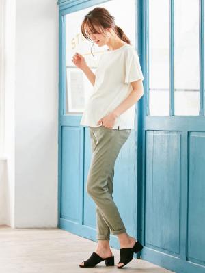 マタニティ トップス|【マタニティ・授乳服】シルケット加工フレアスリーブプルオーバー【出産後も長く使える】|ホワイト