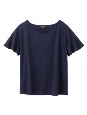 マタニティ トップス|【マタニティ・授乳服】シルケット加工フレアスリーブプルオーバー【出産後も長く使える】|ネイビー