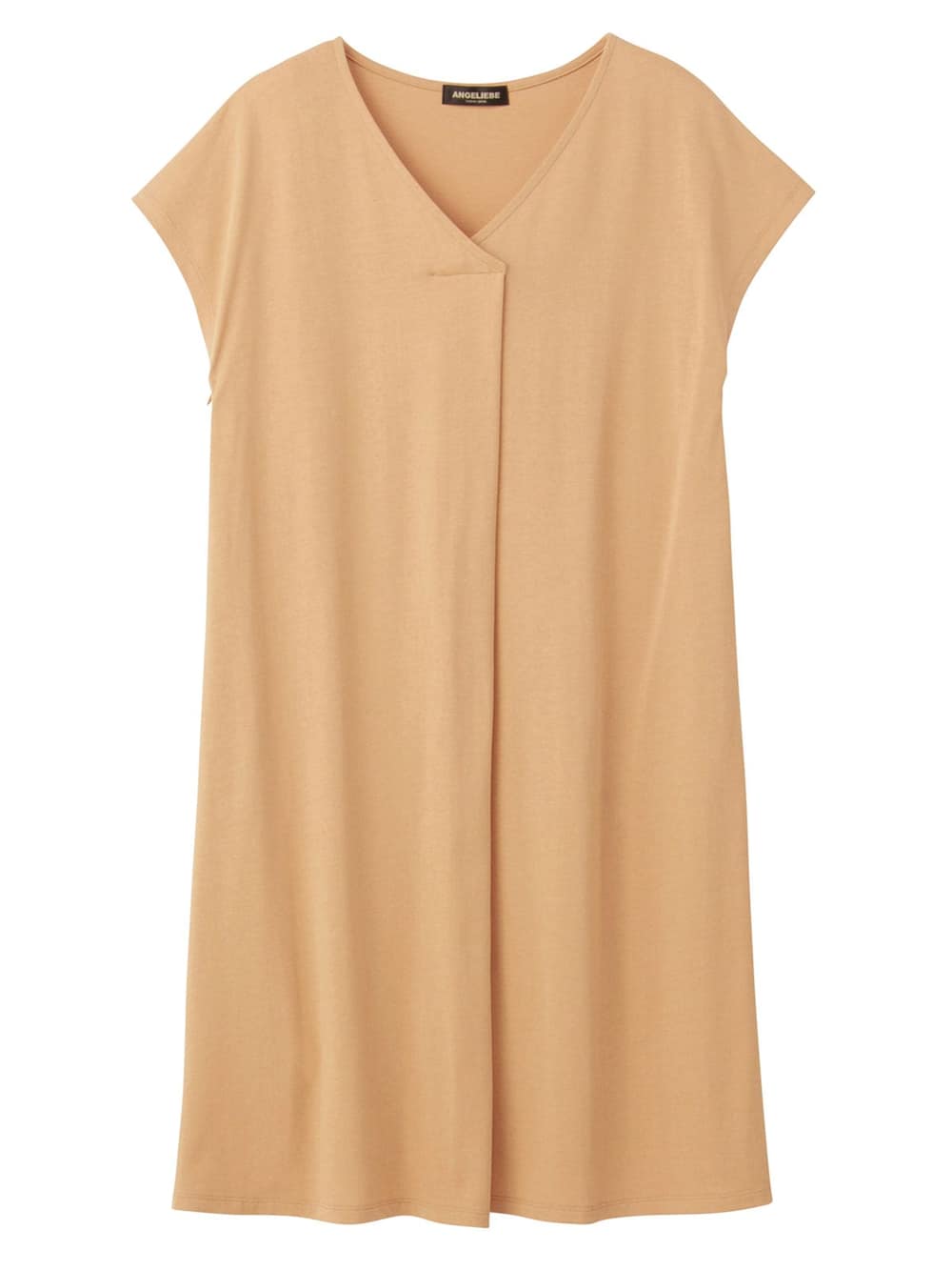 株主優待カテゴリー|フレンチスリーブフロントタックワンピース　マタニティ・授乳服|ベージュ