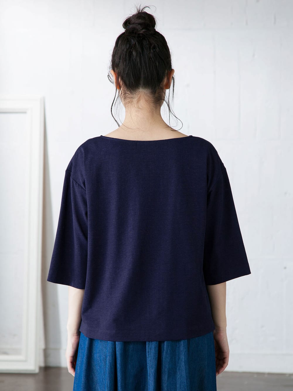 マタニティ トップス|シルケット加工七分袖ボートネックプルオーバー マタニティ・授乳服【出産後も長く使える】